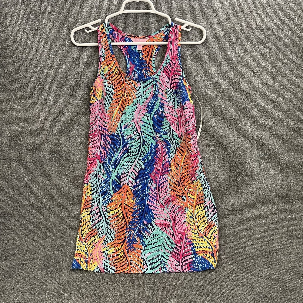 Lilly Pulitzer 100% Silk Betty Dress Women's 2XS Vacay Multi Color Racerback